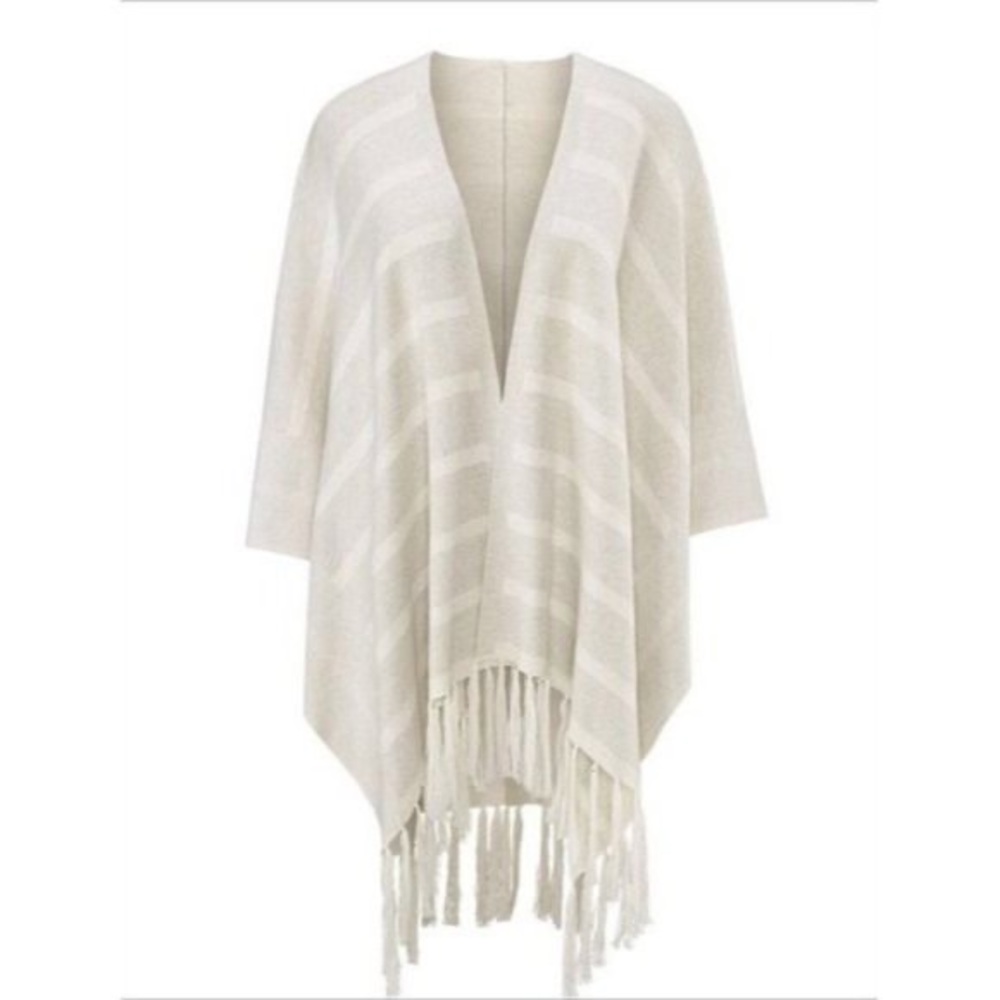 Cabi Fringe Wrap Sweater Poncho